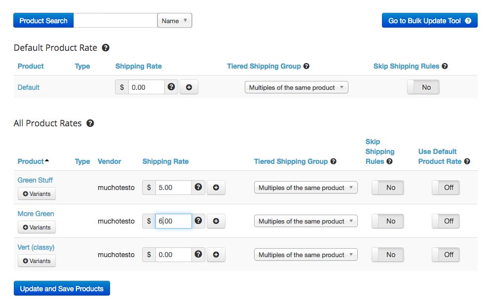 Better Shipping for Shopify Step 2 set per product rates